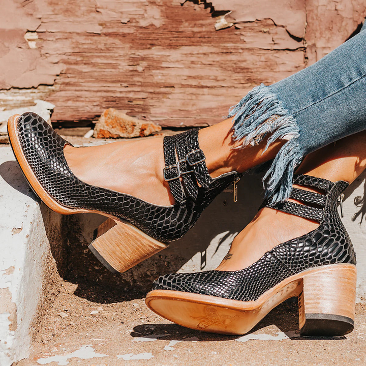 Sophia - Multi-Strap Heels with Chunky Heel