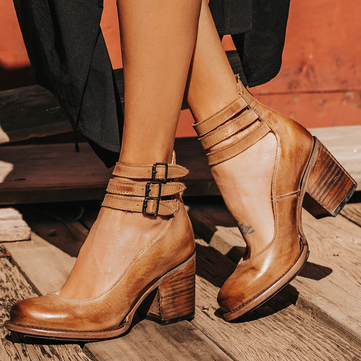 Sophia - Multi-Strap Heels with Chunky Heel