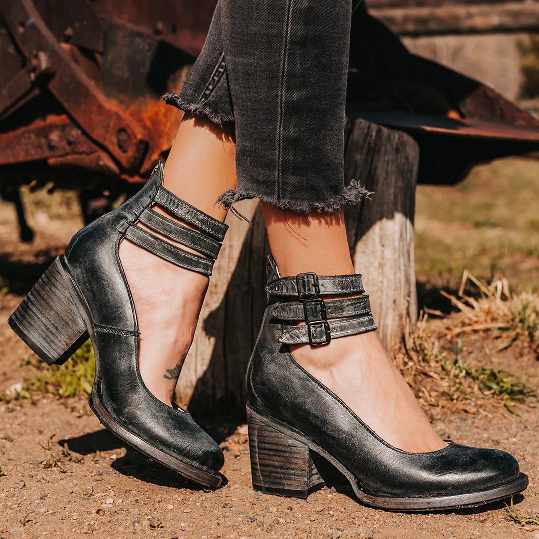 Sophia - Multi-Strap Heels with Chunky Heel