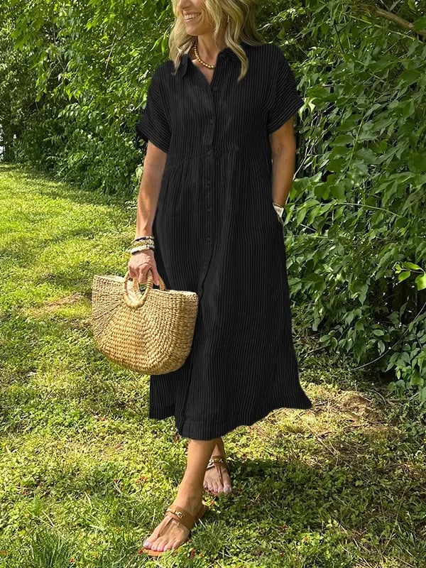 Ava | Chic Striped Shirt Dress with Collar