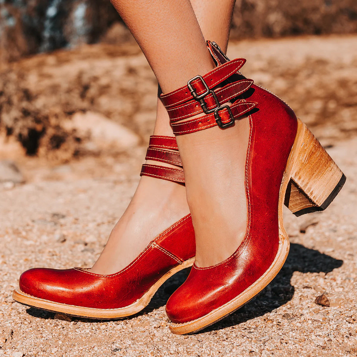 Sophia - Multi-Strap Heels with Chunky Heel
