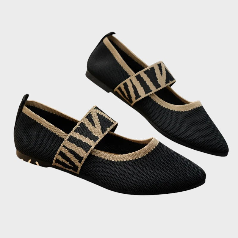 Emma -  Stylish and Comfortable Checked Strap Flats