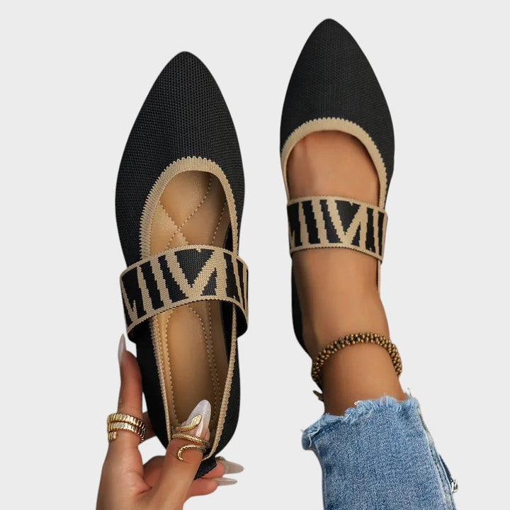 Emma -  Stylish and Comfortable Checked Strap Flats