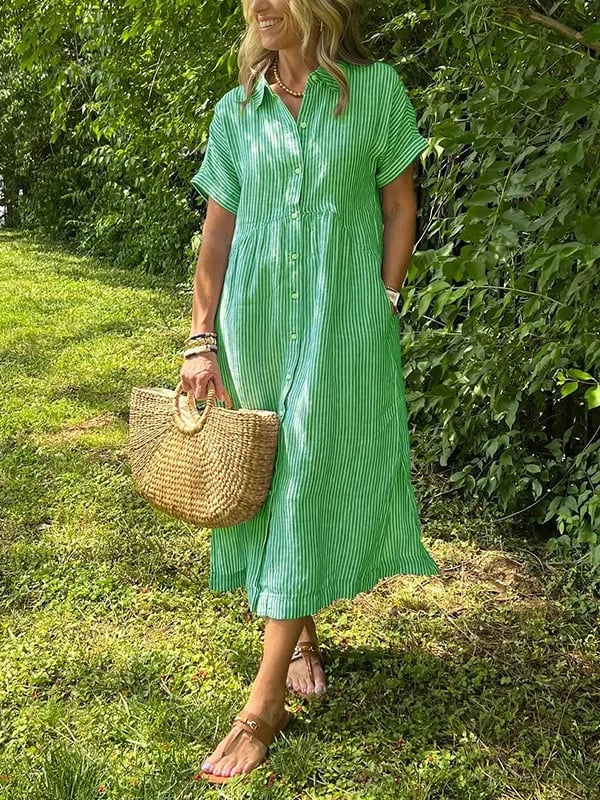 Ava | Chic Striped Shirt Dress with Collar