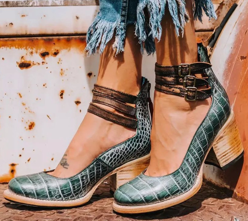 Sophia - Multi-Strap Heels with Chunky Heel